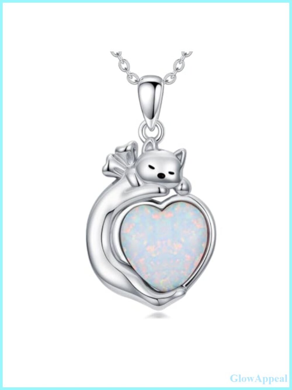 925 Sterling Silver Cat Opal Pendant Necklace 18-20 In Adjustable